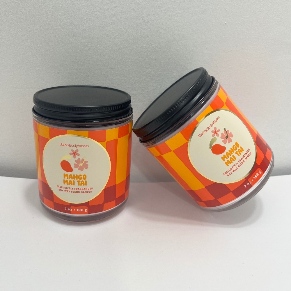 2× Bath & Body Works Mango Mai‎ Tai Single‑Wick Candles - New Unused